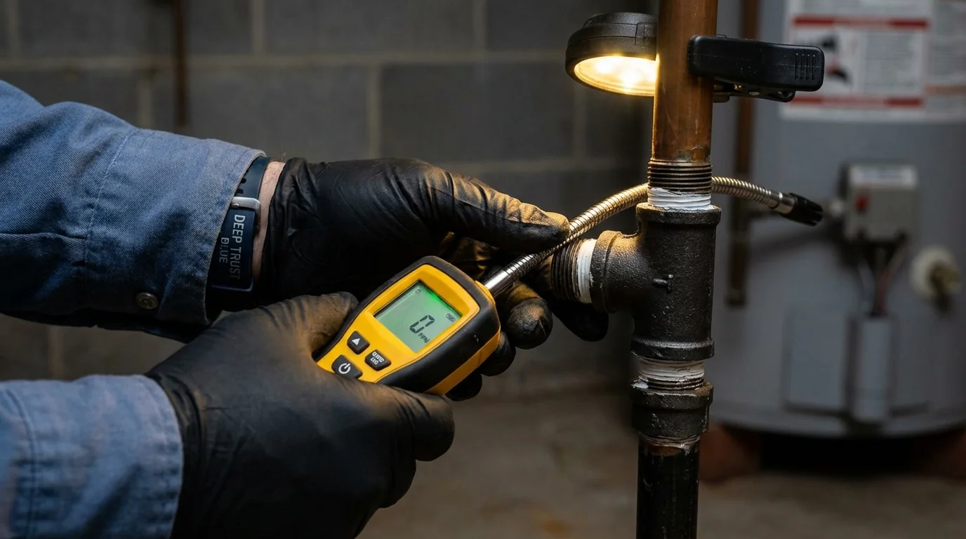 Gas leak detection with electronic sniffer by Johns Plumbing LLC in Kuna