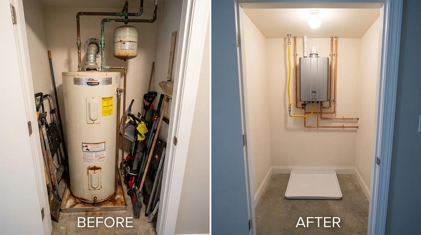 Tank water heater versus wall-mounted tankless unit comparison for Kuna, ID homeowners